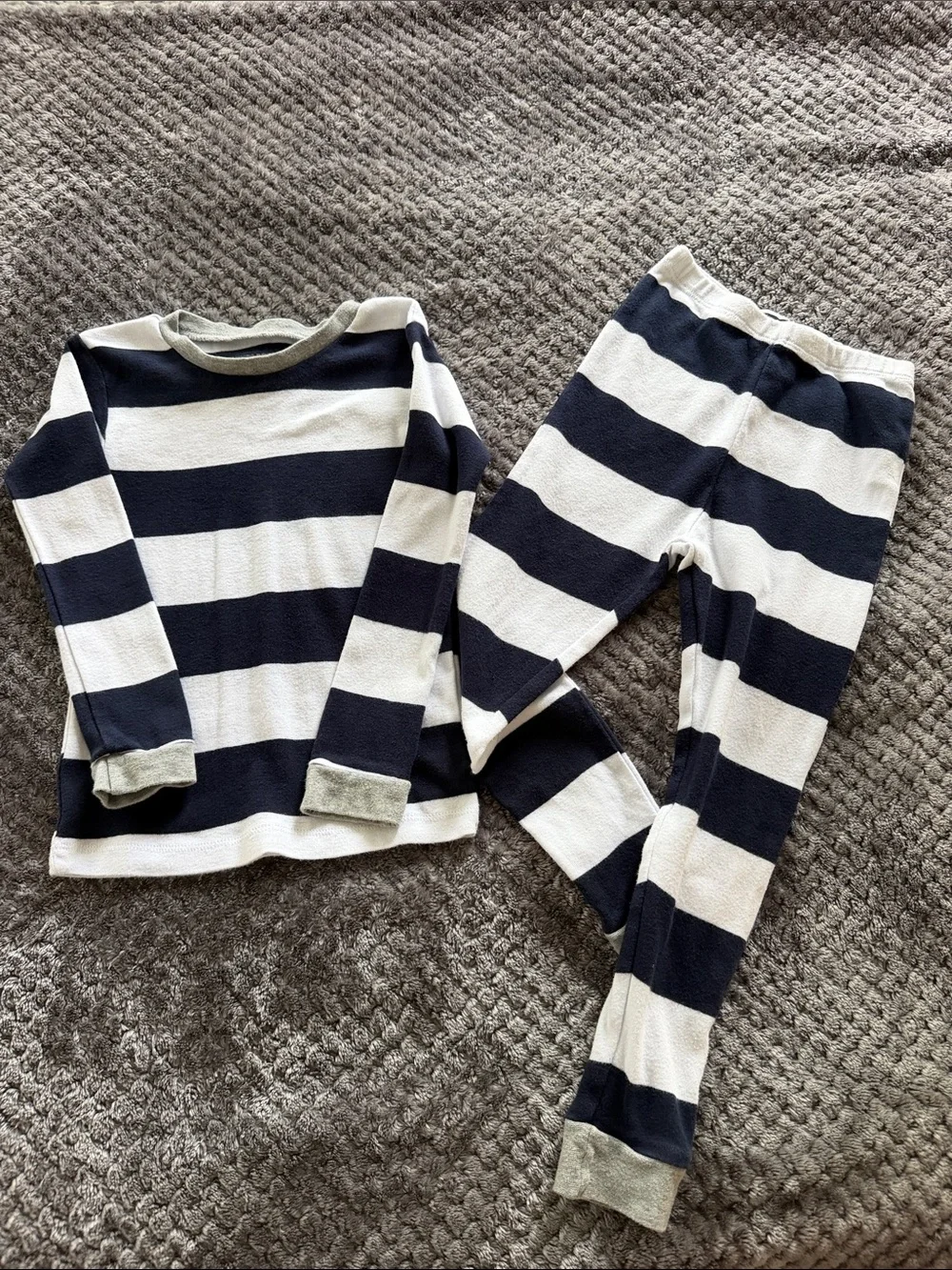 Burt’s Bees Kids Navy and White Striped Pajama Set